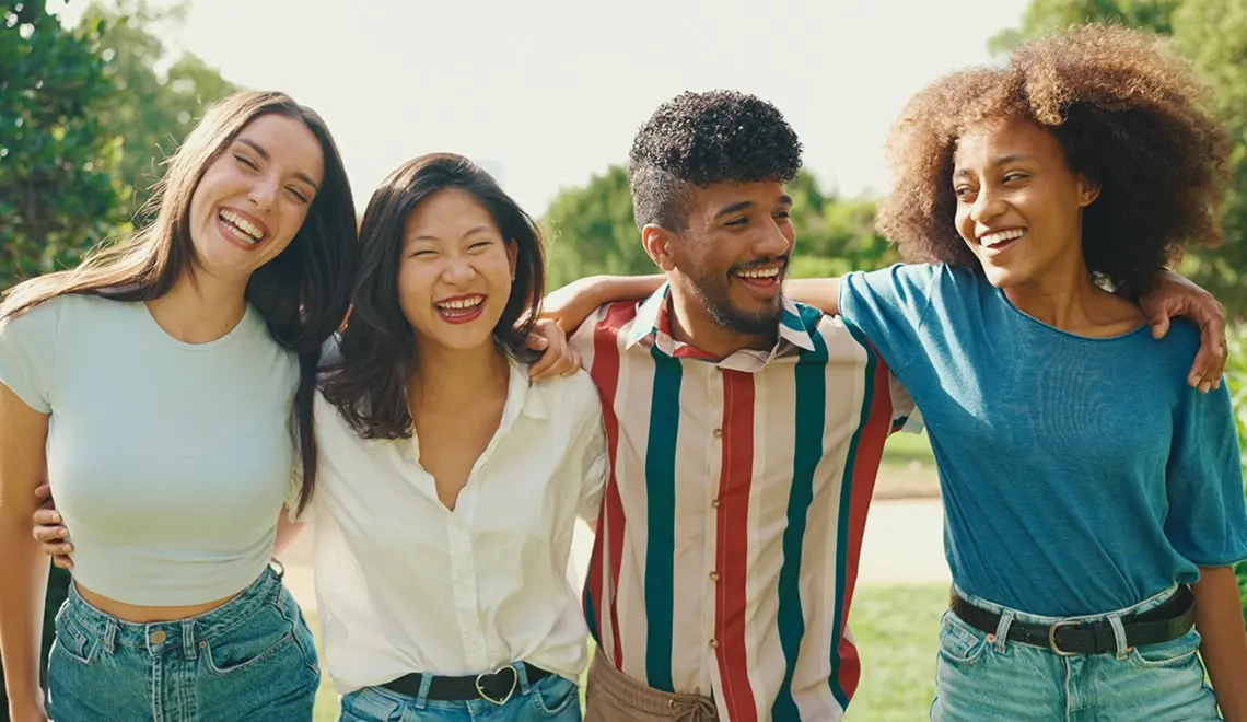 Joyful diverse people wellness